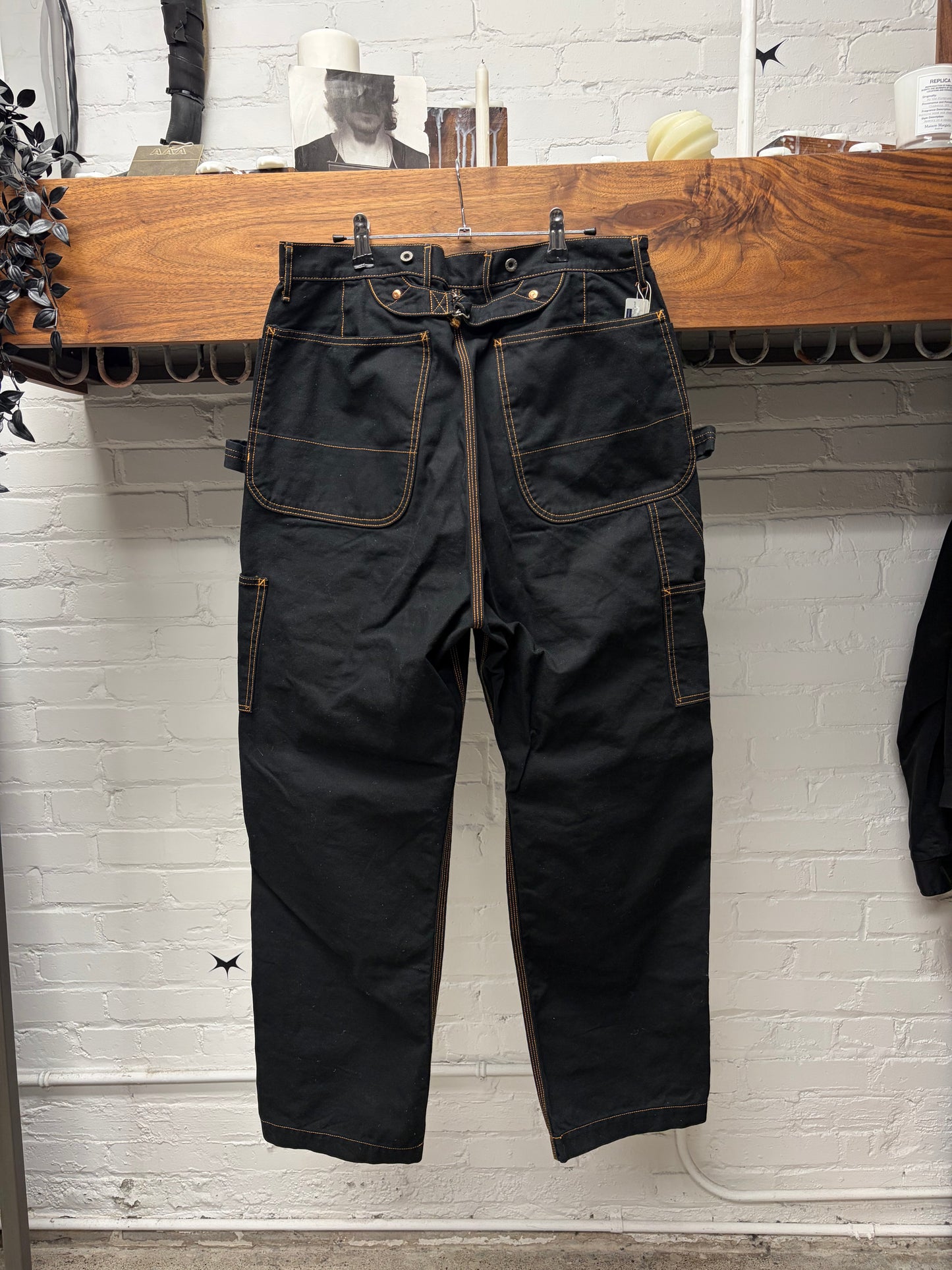 Kapital Light Canvas ‘Lumbar’ Black Double Knee Carpenter Pants