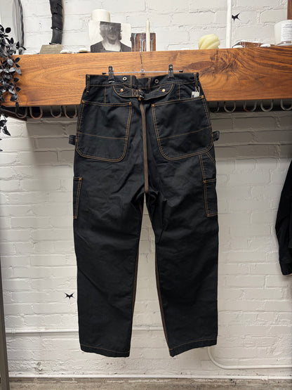 Kapital Light Canvas ‘Lumbar’ Black Double Knee Carpenter Pants