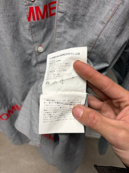 2001 Comme Des Garçons Homme ‘Split Logo’ Red/Grey Button Up Shirt