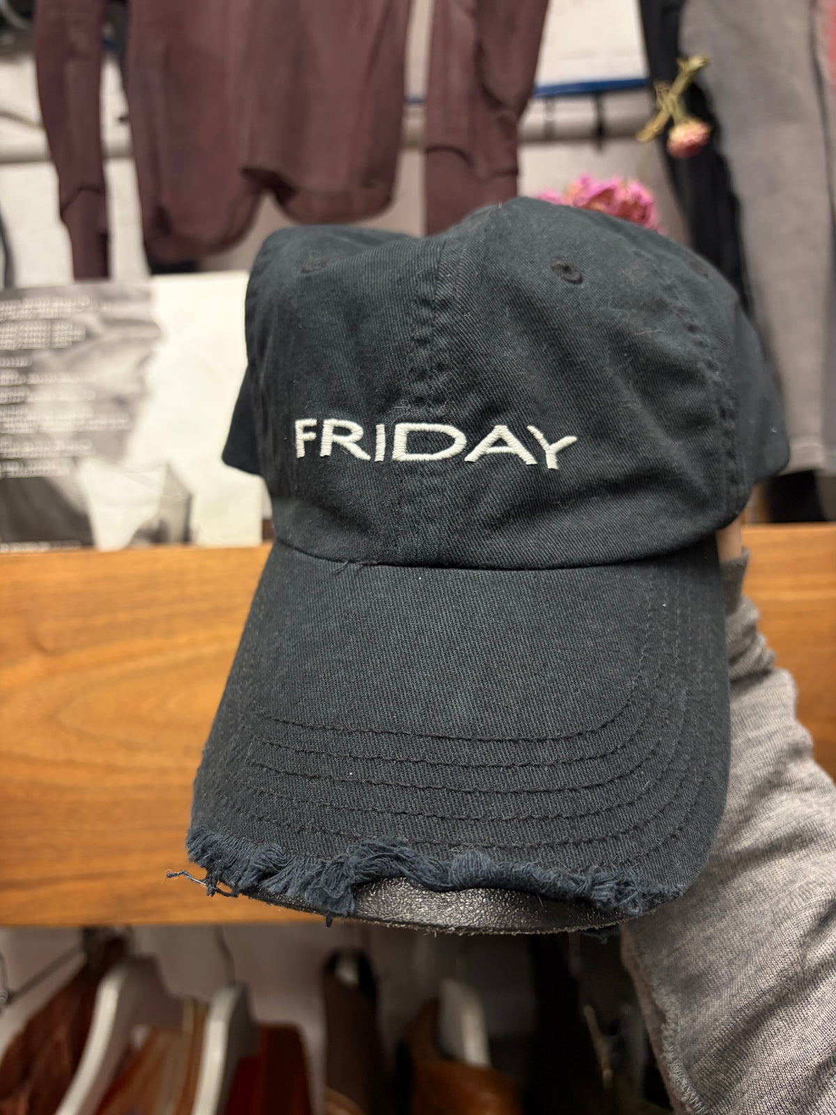 AW2018 Vetements x Reebok ‘Friday’ Distressed Brim Black Baseball Cap