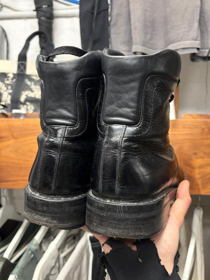 Saint Laurent ‘William’ Double Lace Up Patent Leather Combat Boots