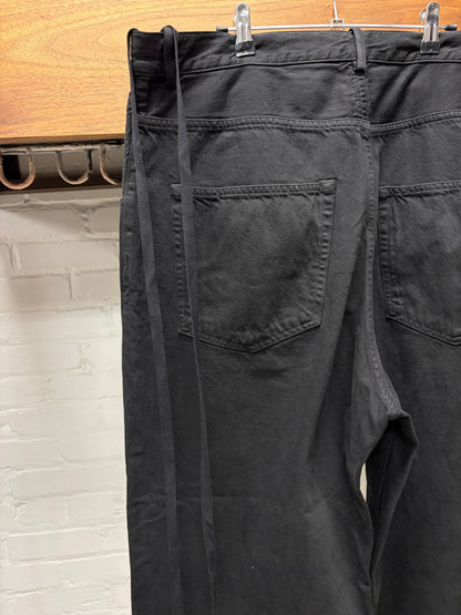 Ann Demeulemeester ‘Michael’ Wide Leg 5-Pocket Black Denim Trousers