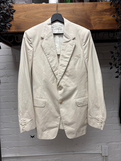 Dries Van Noten Cream Cotton Single Button Blazer