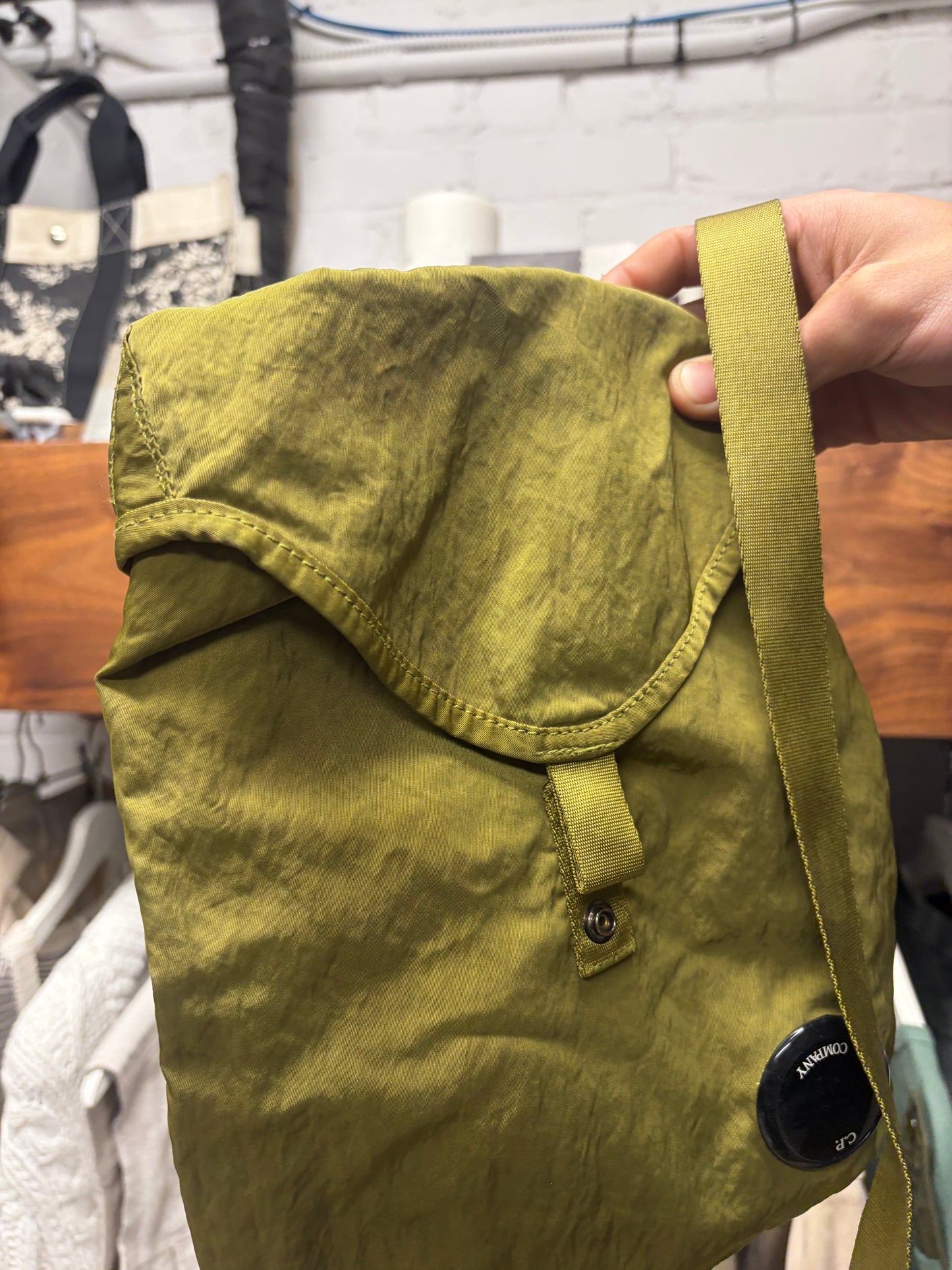 C.P. Company Green Nylon Crossbody Sling Bag