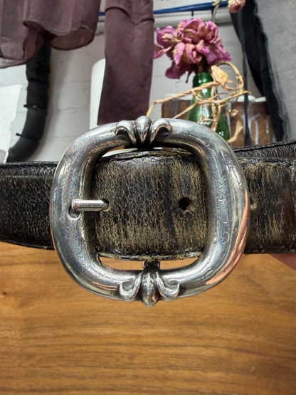 Chrome Hearts ‘Gunslinger’ .925 Silver Black Classic Buckle Belt