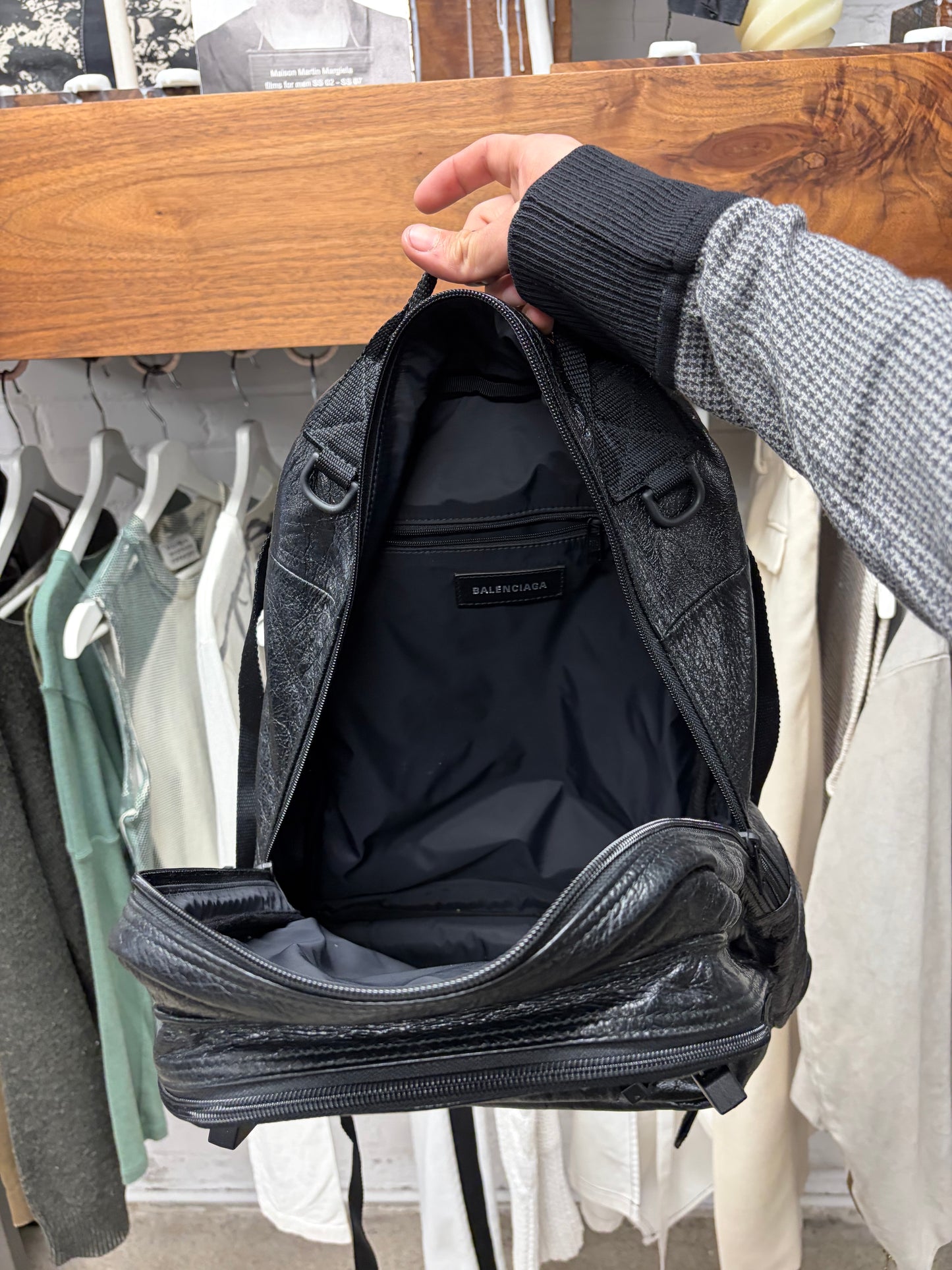 Balenciaga ‘Army’ Black Calfskin Leather Full Size Backpack