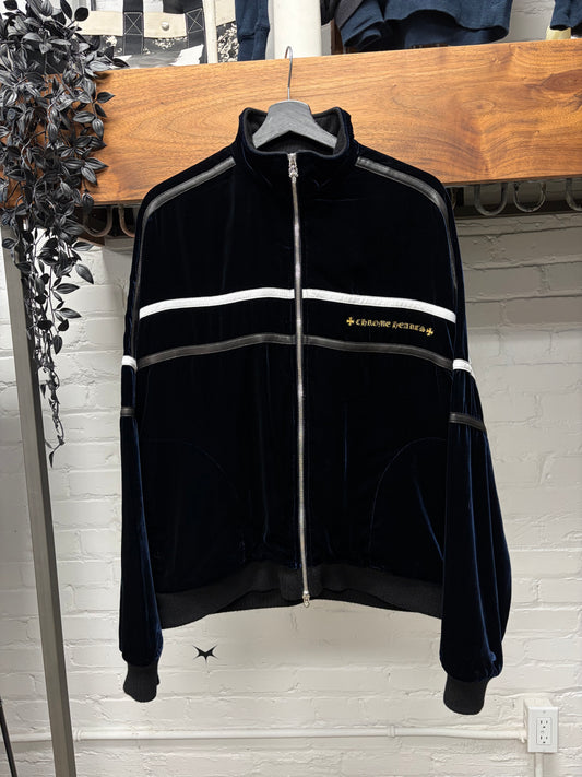 Chrome Hearts Velour/Leather Tracksuit Zip-Up Jacket