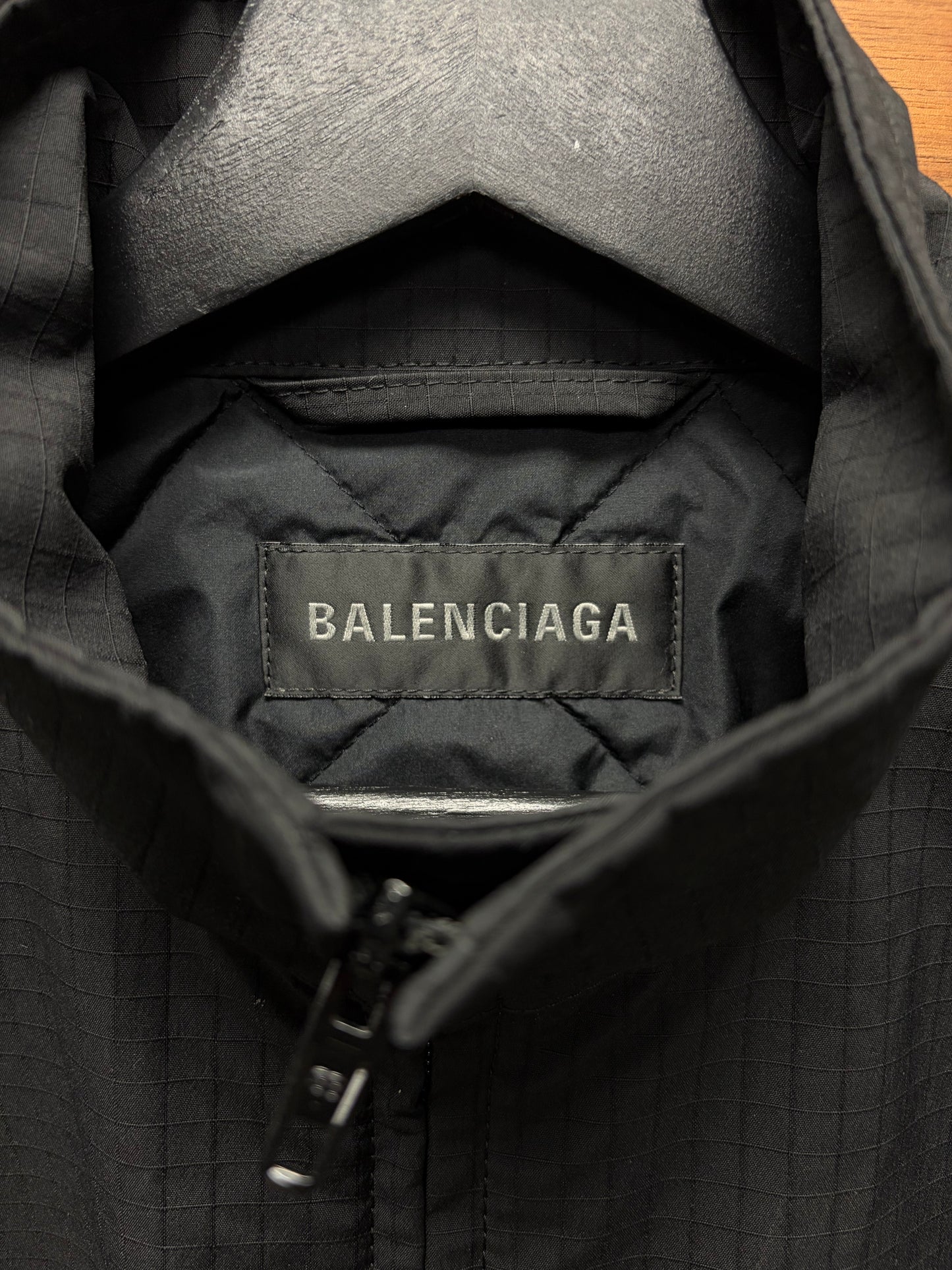 Balenciaga ‘Kick Logo’ Black Ripstop ‘Cocoon’ Jacket