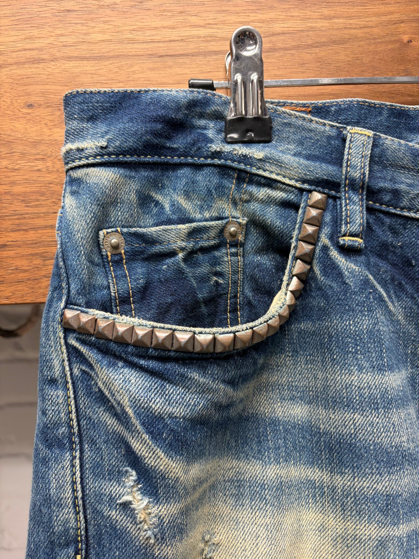 Hysteric Glamour Studded Blue ‘Patchwork’ Skinny Jeans
