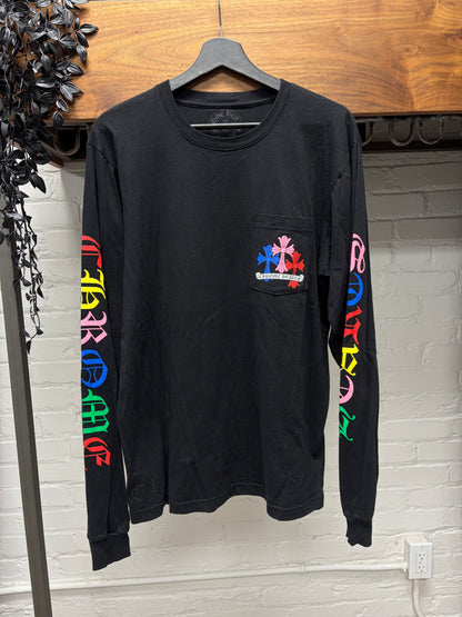 Chrome Hearts Multi-Color ‘Cemetery Cross’ Black Long Sleeve Shirt