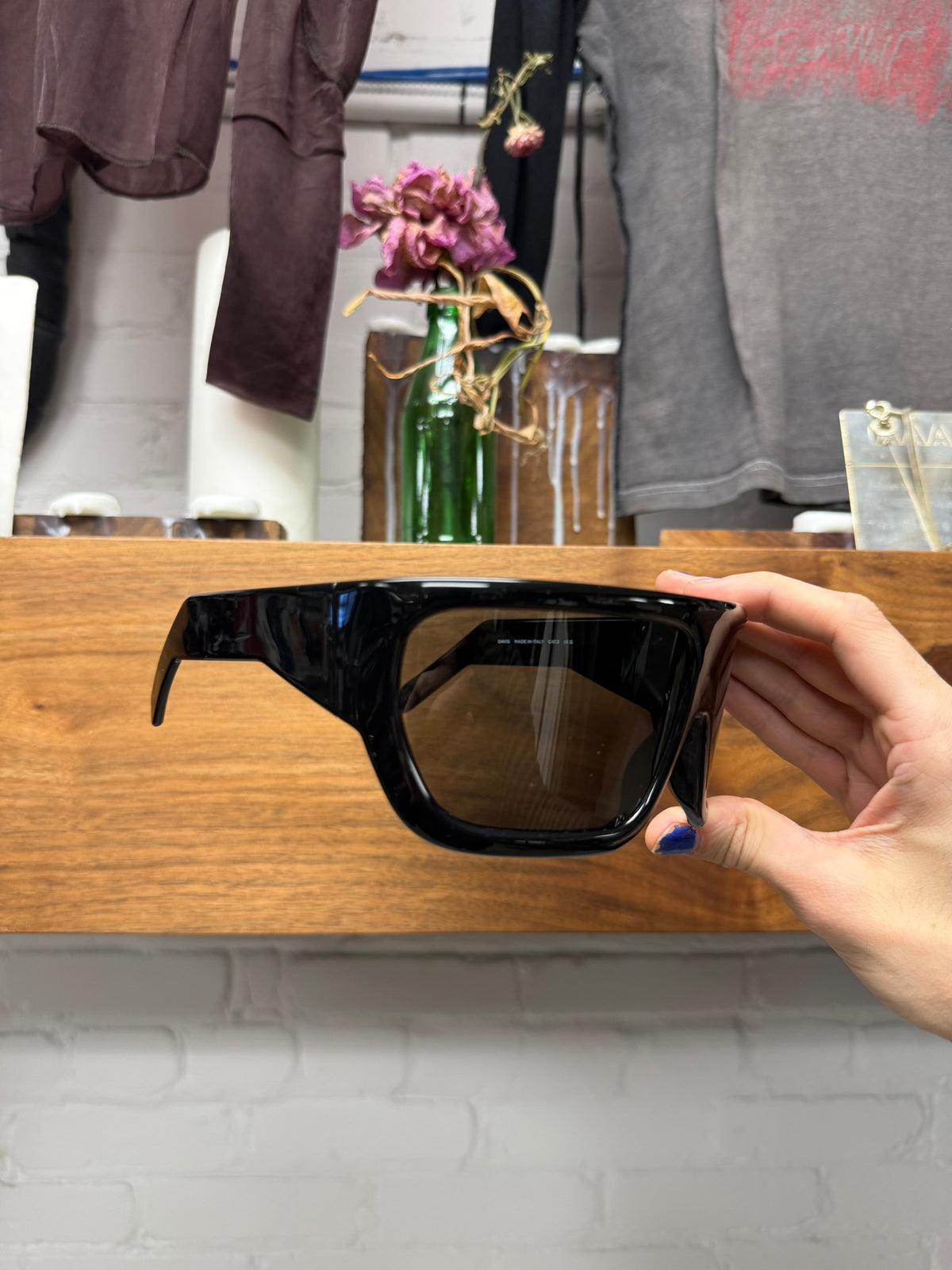 Rick Owens ‘Davis’ Black Oversized Wrap Sunglasses