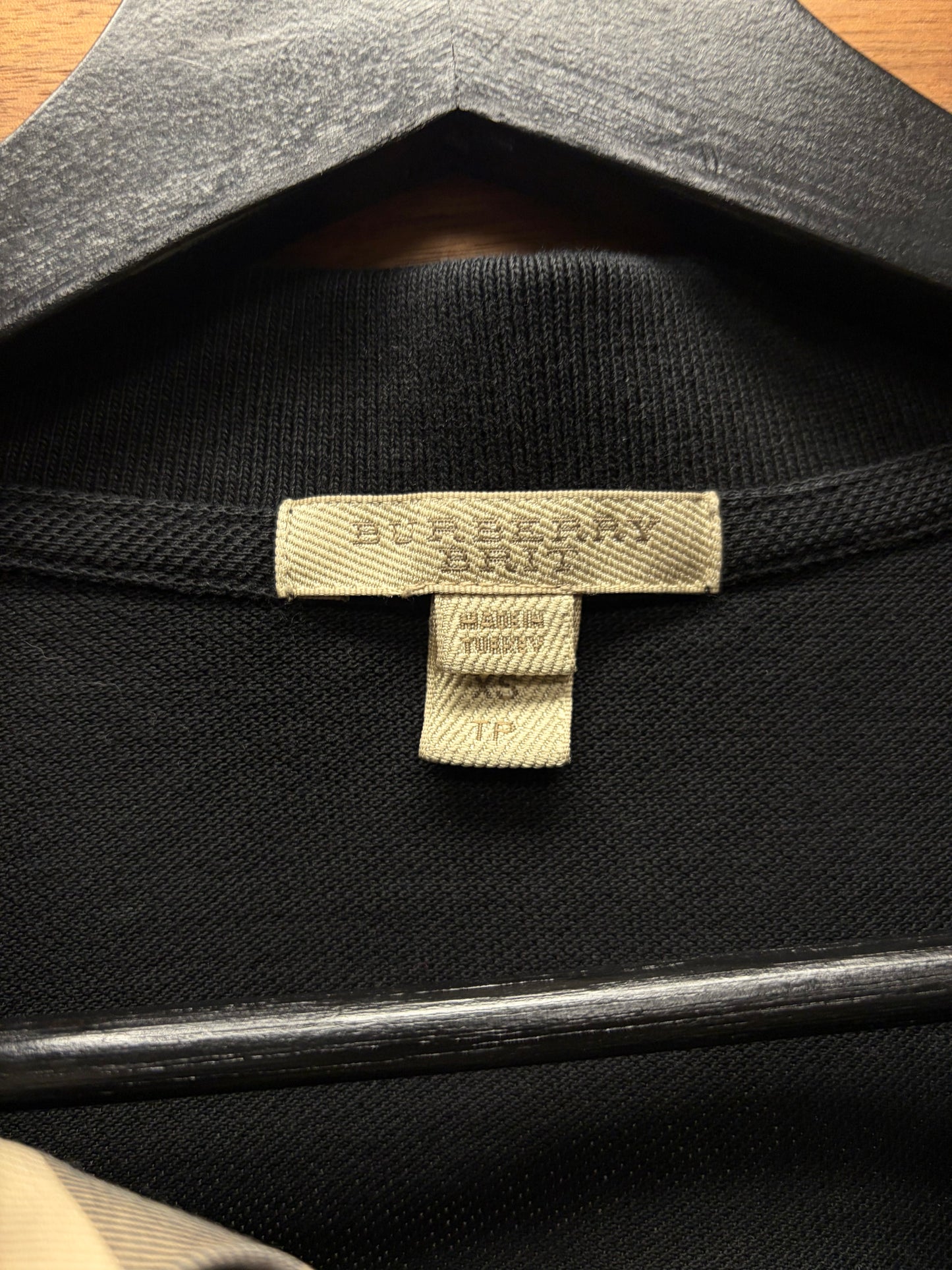 Burberry Nova Check Embroidered Logo Black Cotton Polo