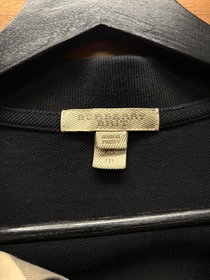 Burberry Nova Check Embroidered Logo Black Cotton Polo