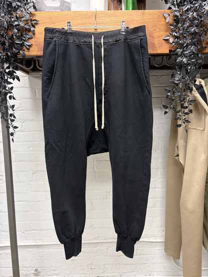 Rick Owens DRKSHDW Black Drop Crotch Cropped Drawstring Sweatpants