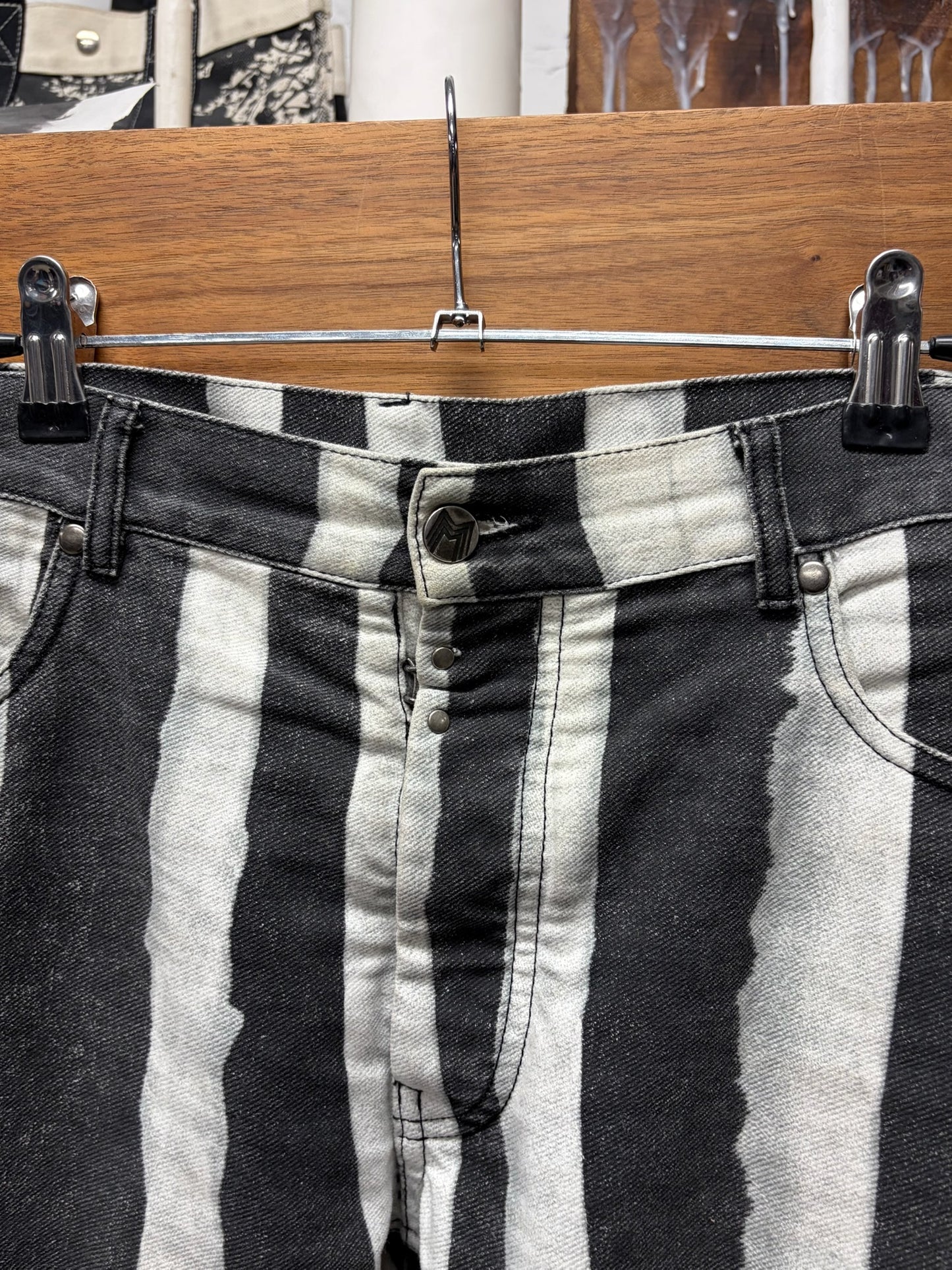 AW2010 Maison Margiela ‘Zebra’ Black/White Striped Skinny Jeans