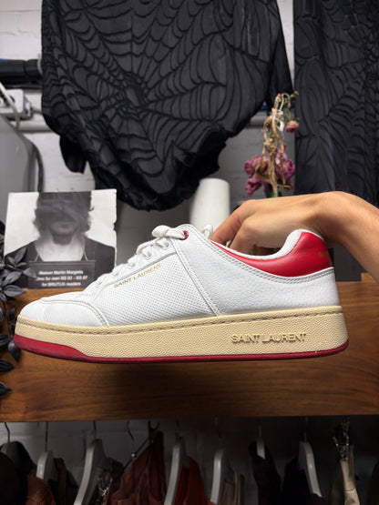 Saint Laurent ‘SL-61’ White/Red Leather Court Low Top Sneakers