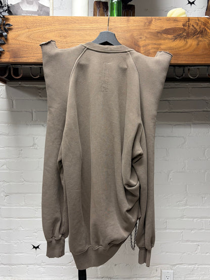 SS2025 Rick Owens ‘Hollywood’ Tec Shoulder Horns Dust Sweatshirt