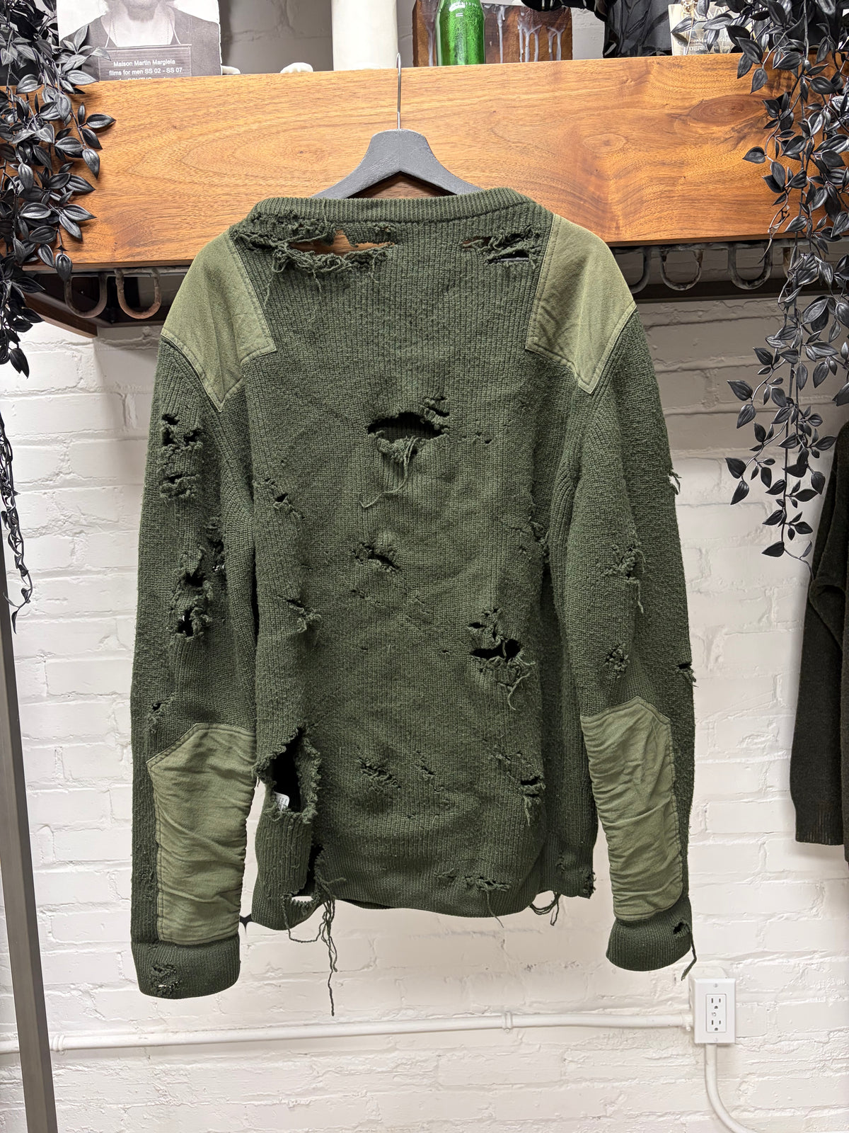 Yeezy ‘Season 1’ Military Inspired Heavy Distressed Green Wool Knit Sweater