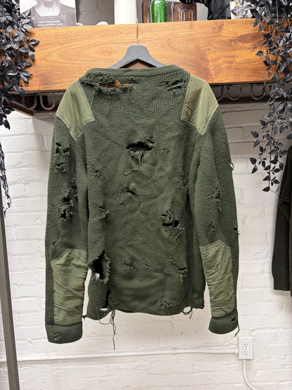 Yeezy ‘Season 1’ Military Inspired Heavy Distressed Green Wool Knit Sweater