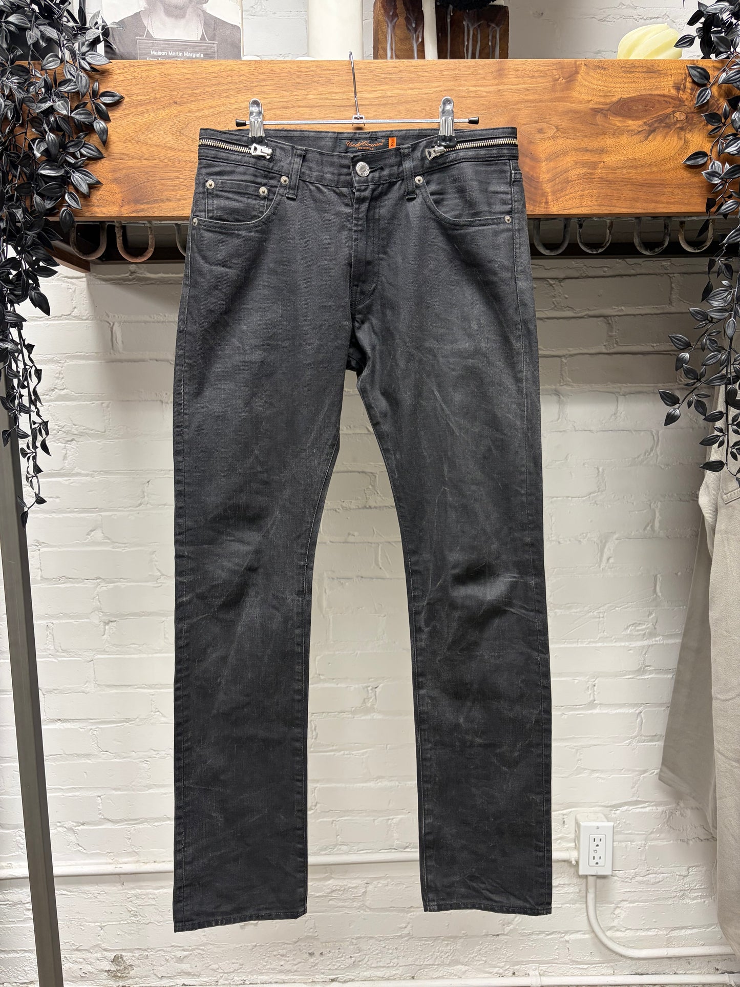 SS2007 Undercover ‘Purple’ Zipper Waist Detailed Black Skinny Jeans