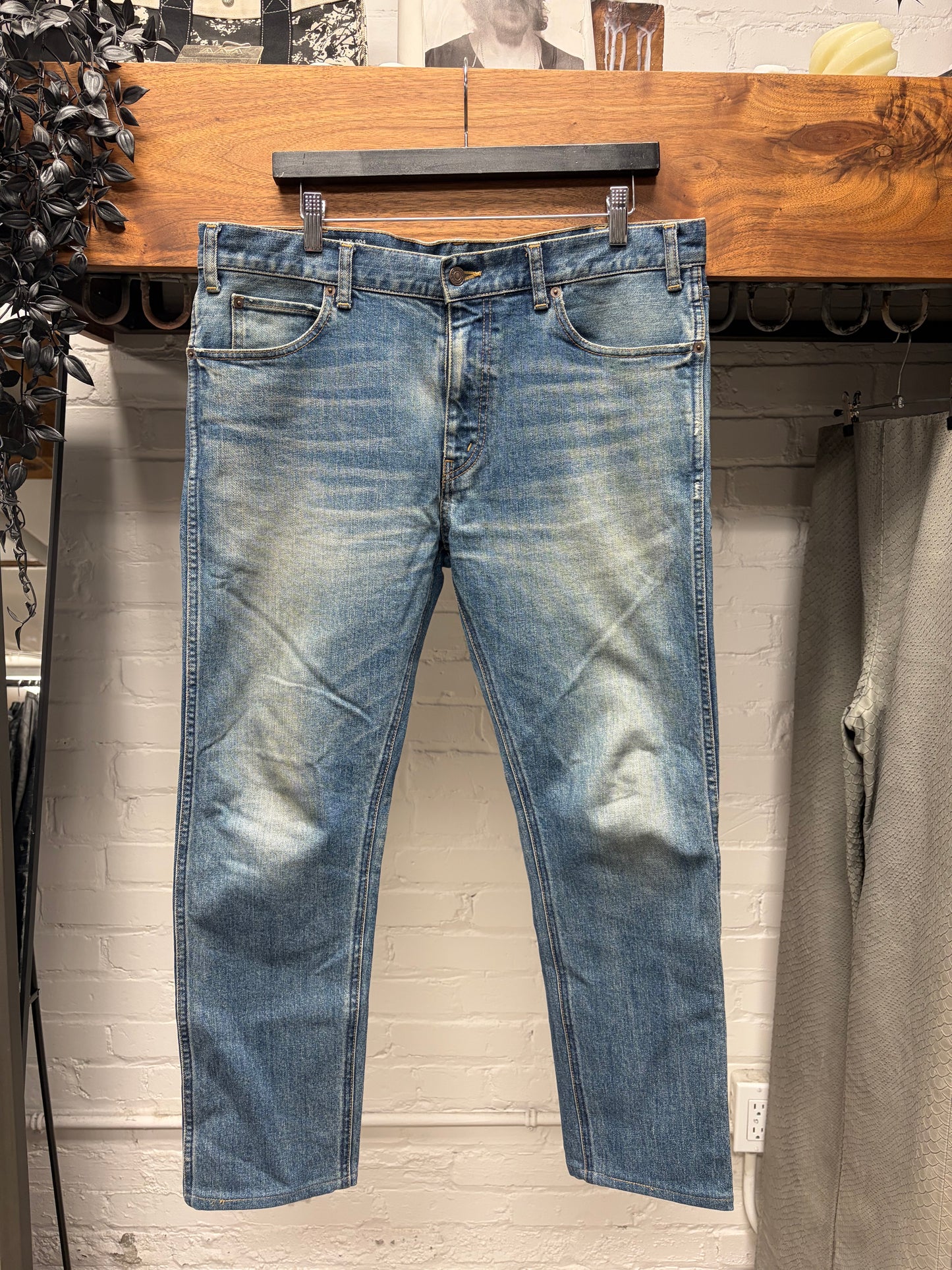 Celine ‘M_SK_004’ Dirt Washed Blue Skinny Jeans