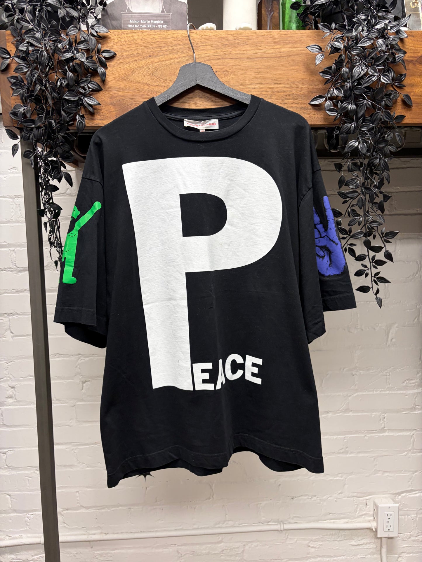 Walter Van Beirendonck ‘Peace’ Jumbo Oversized Black Graphic T-Shirt