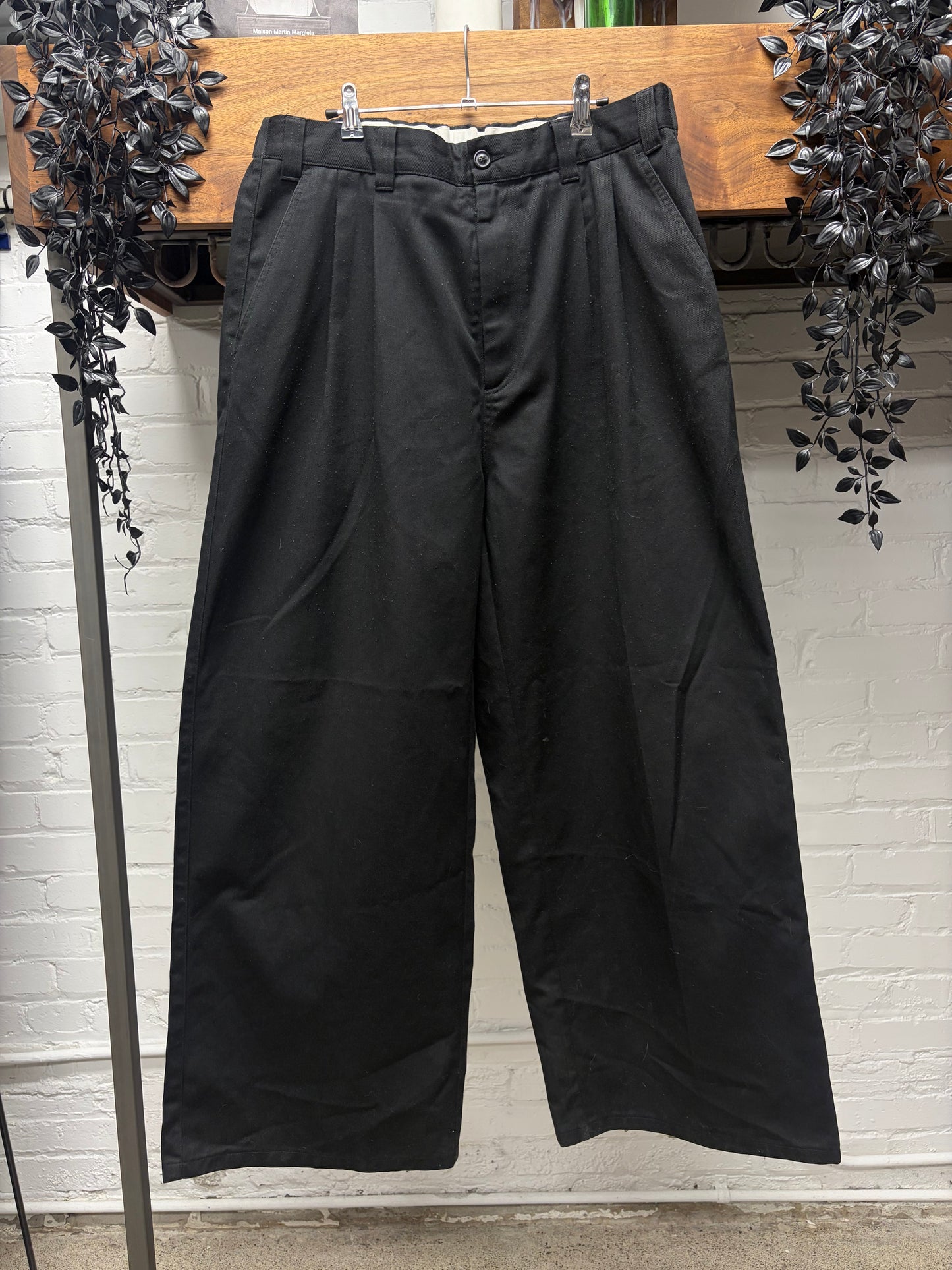 2024 Maison Margiela Black Elasticated Waistband Pleated Wide Leg Pants