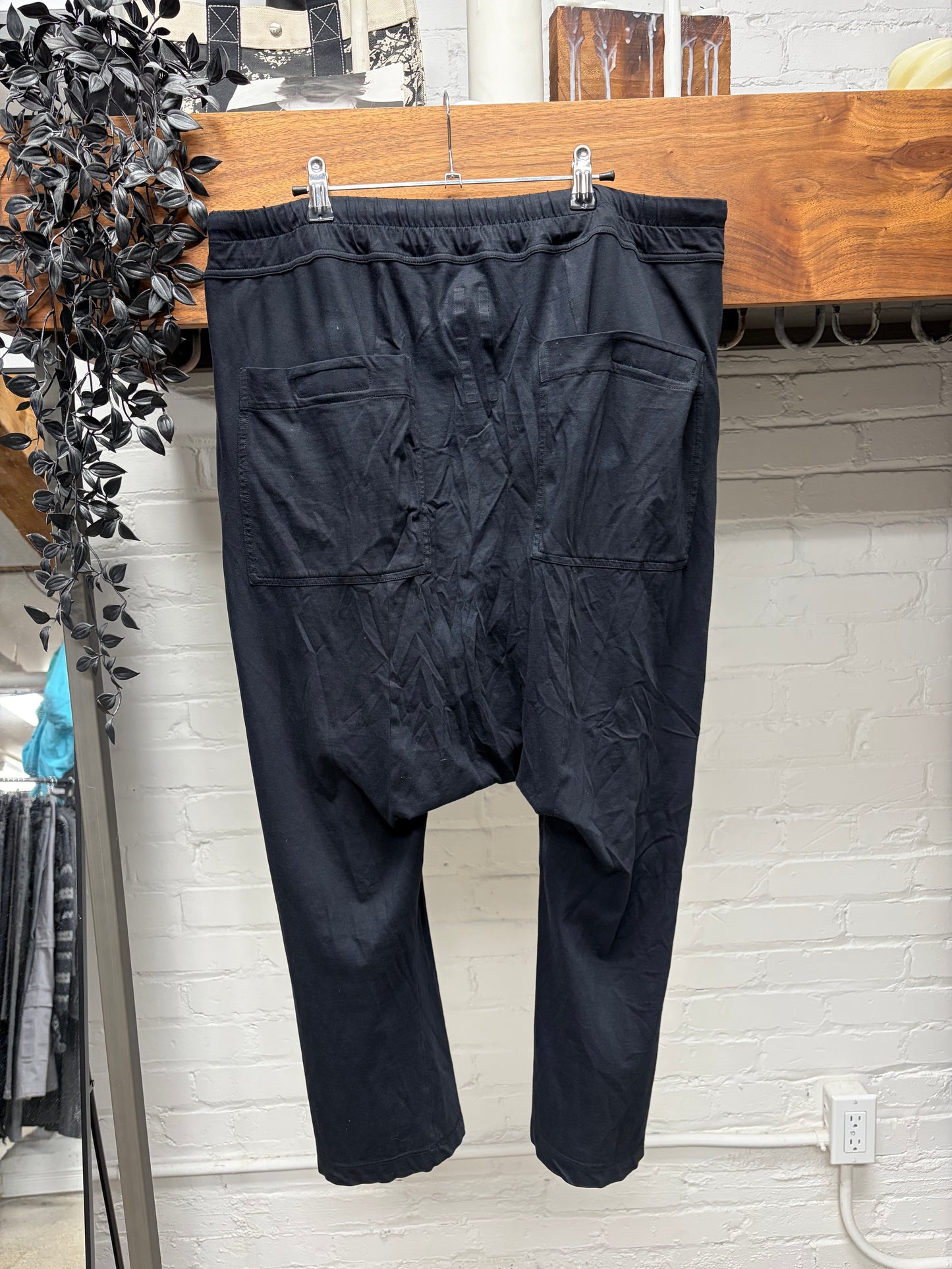Rick Owens ‘Prisoner’ Drop Crotch Pod Black Drawstring Lounge Pants