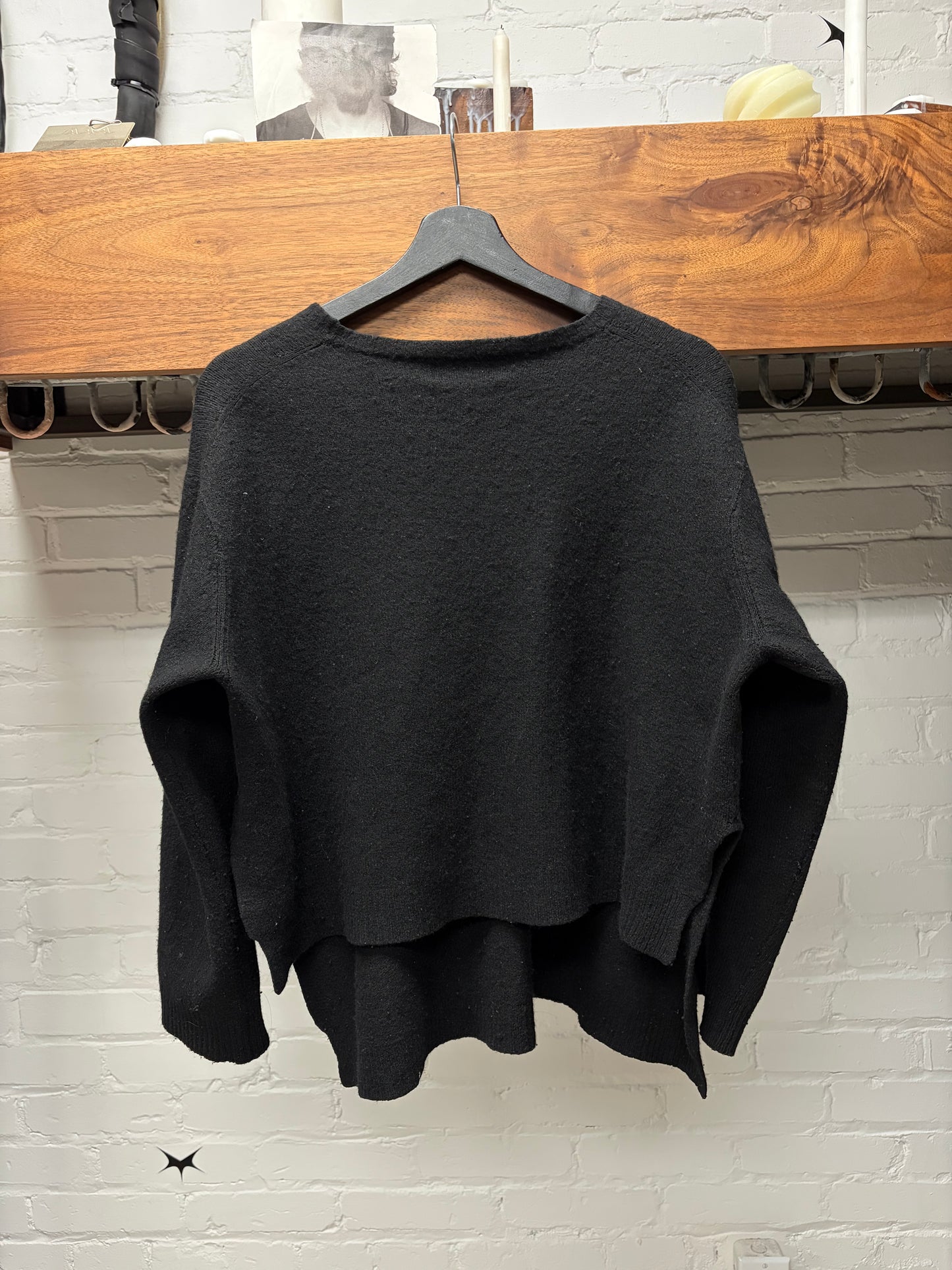 Yohji Yamamoto Pour Homme Boxy/Cropped Black Wool Knit Sweater