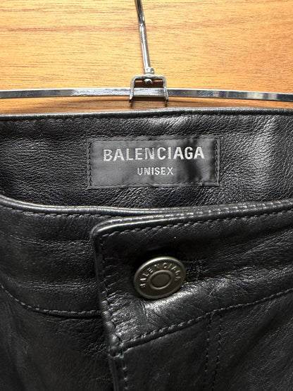 SS2023 Balenciaga ‘Mudshow’ Black Leather Biker Pants