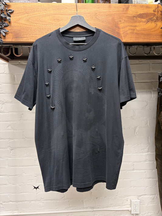 AW2013 Givenchy by Ricardo Tisci ‘Madonna’ Black Graphic T-Shirt with Metal Star Embellishments
