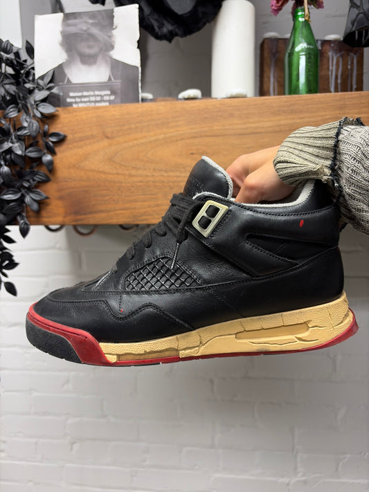 Maison Margiela ‘DDSTK’ Black/Red Leather High Top Sneakers