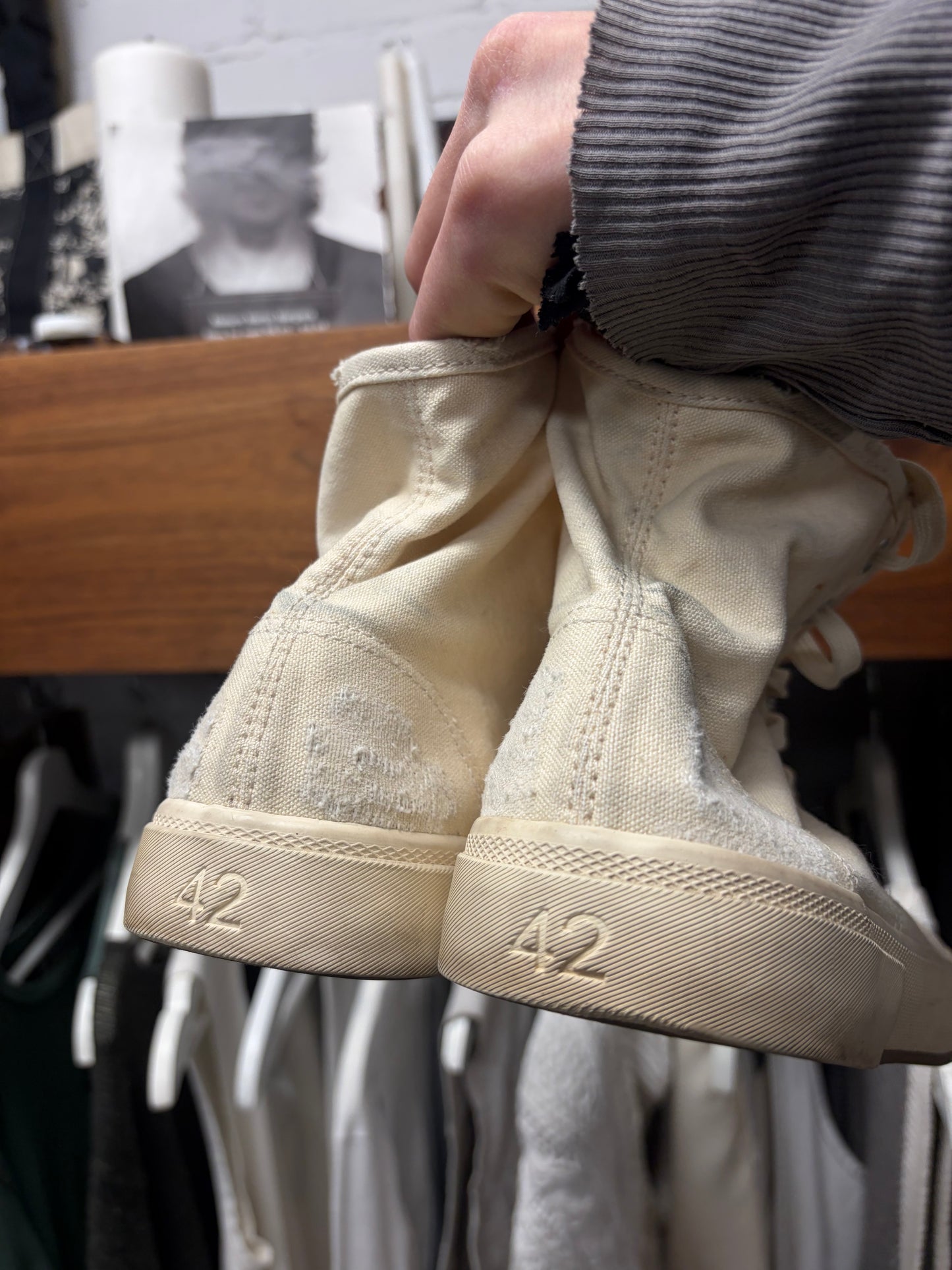Balenciaga ‘Paris’ Cream White Canvas High Top Sneakers