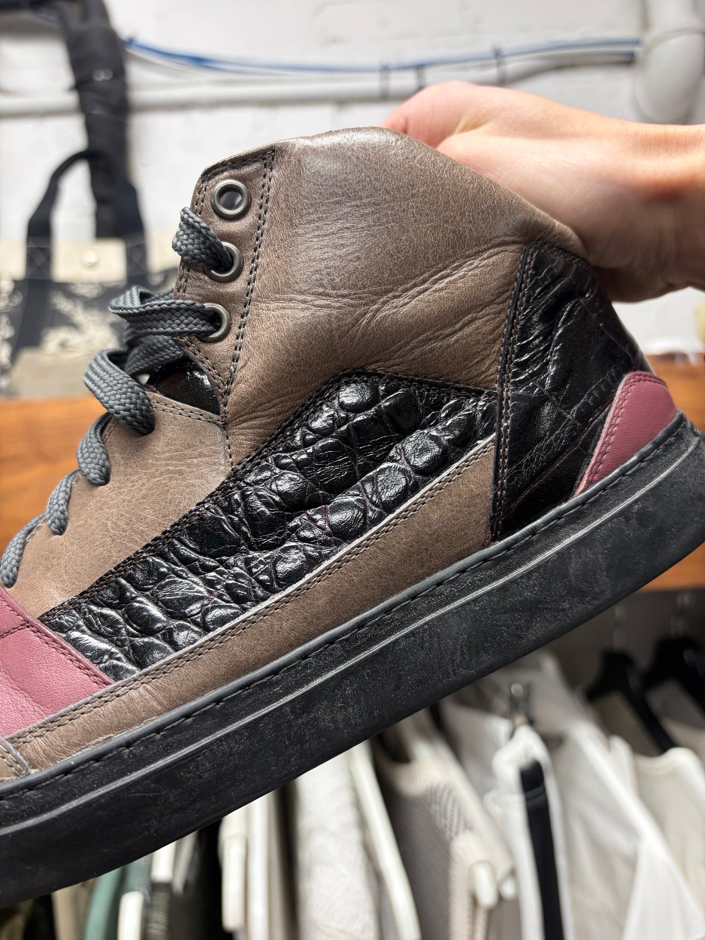 AW2014 Dries Van Noten ‘Half Cab’ Mixed Leather Mid Top Sneakers