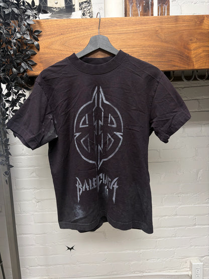 SS2024 Balenciaga ‘D.I.Y. Metal Logo’ Distressed Black Graphic T-Shirt