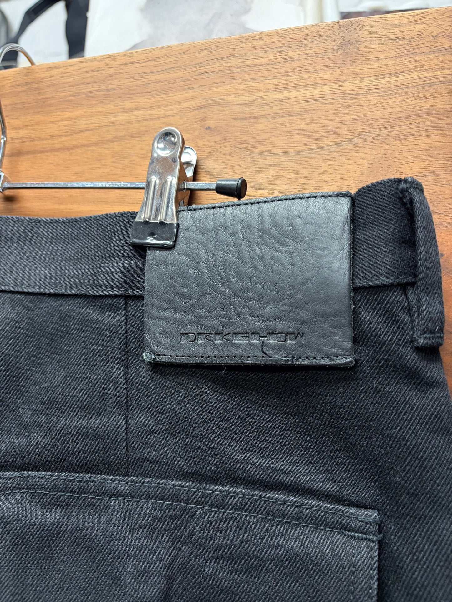 Rick Owens 16oz Japanese ‘Geth Cargo’ Wide Leg Black Denim