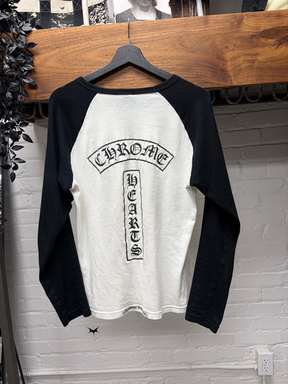 Vintage Chrome Hearts Dagger Logo Black Baseball Logo Long Sleeve Shirt