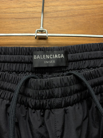2024 Balenciaga ‘Minimal Logo’ Straight Leg Black Nylon Drawstring Track Pants