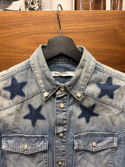2017 Givenchy by Ricardo Tisci ‘Stars’ Denim Button Snap Shirt