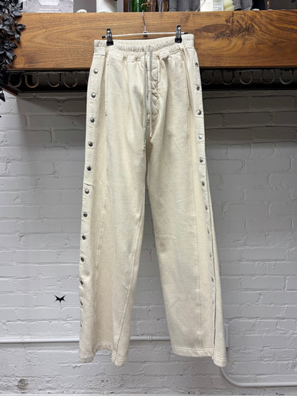 Rick Owens ‘Pusher’ Button Snap Milk Straight Cut Drawstring Pants