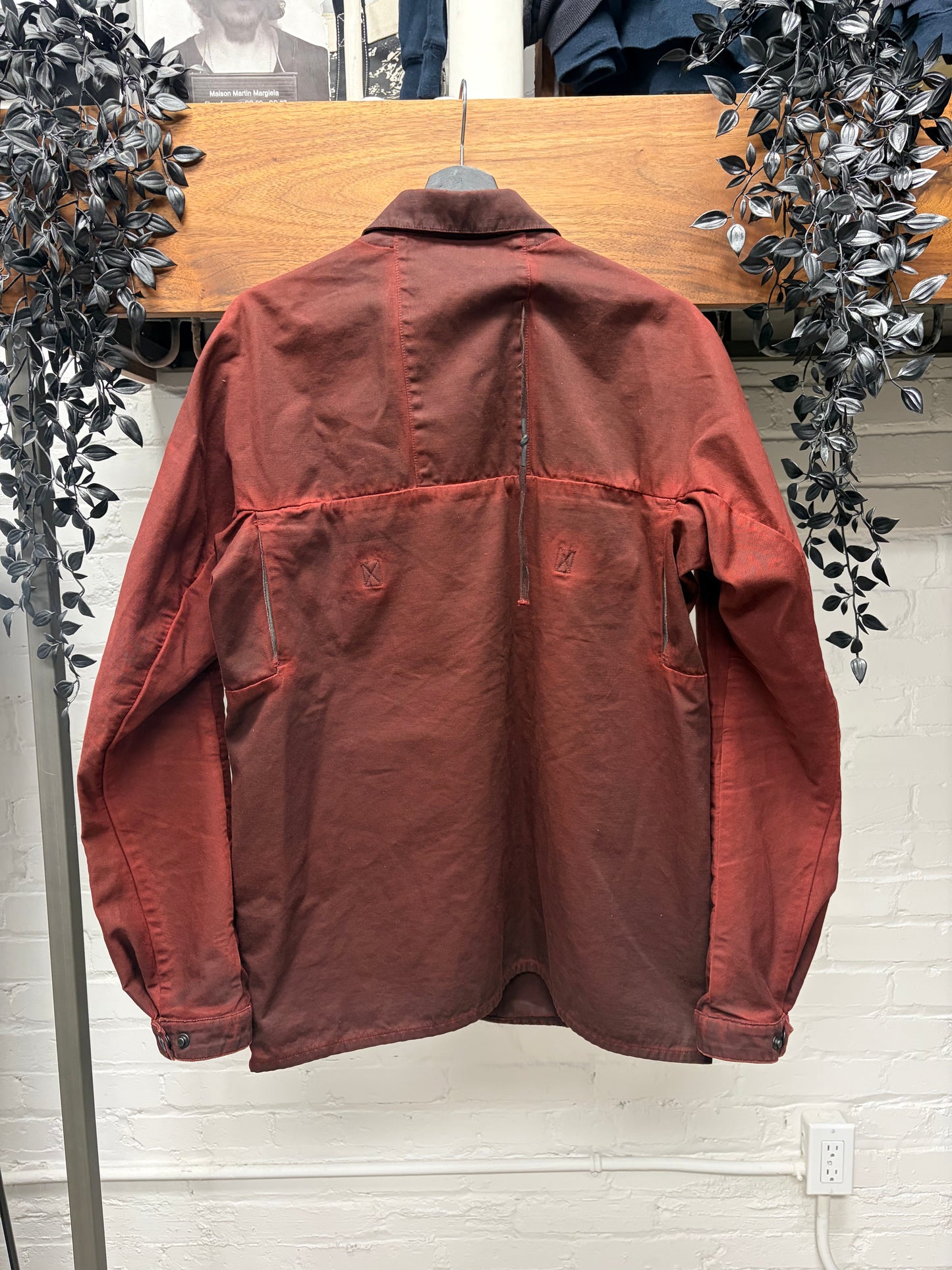 11 by Boris Bidjan Saberi ‘S1B-F1447’ Oxblood Red Denim Work-Shirt