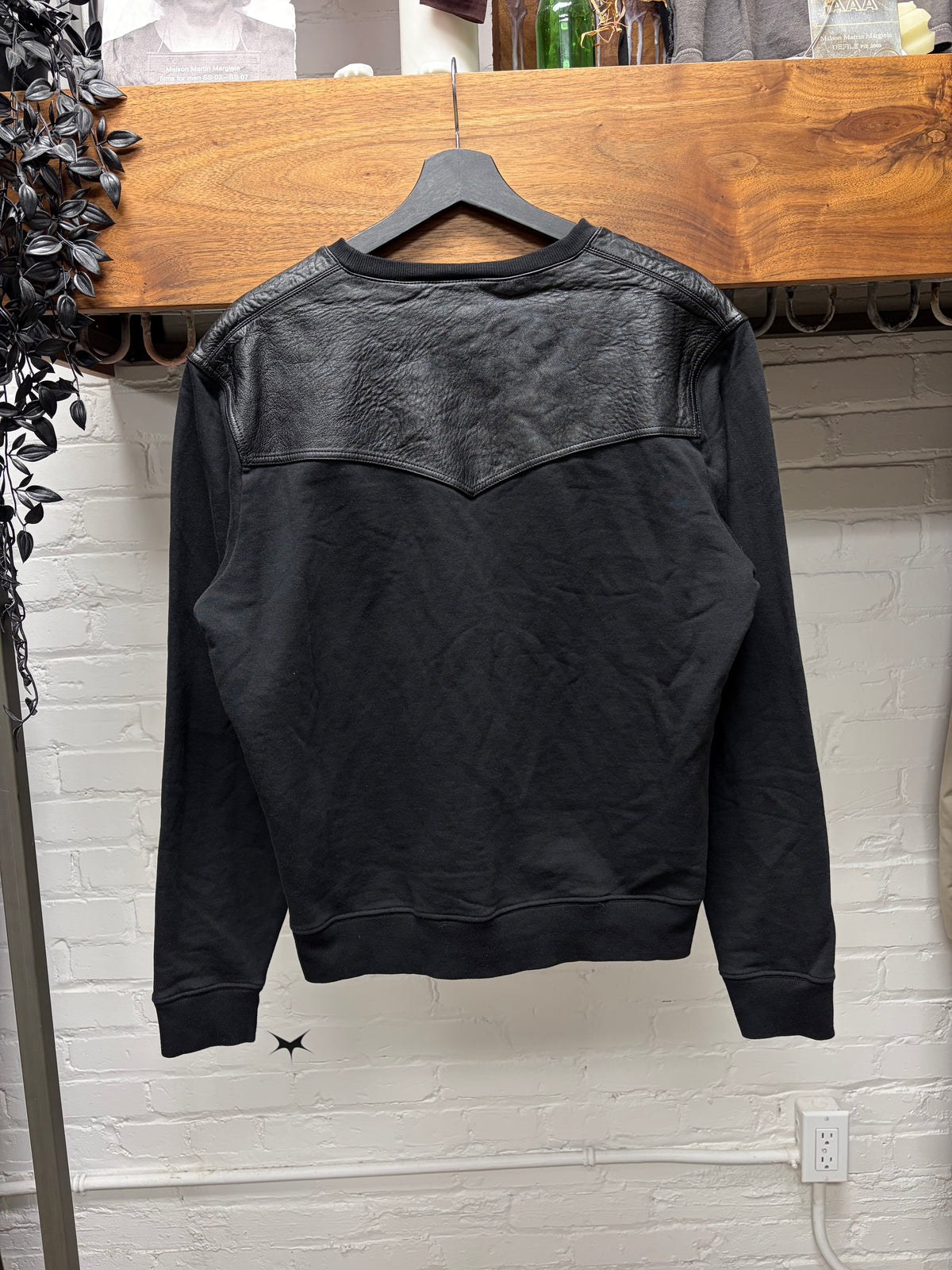 2019 Saint Laurent Leather Shoulder Panelled Western Inspired Sweatshirt