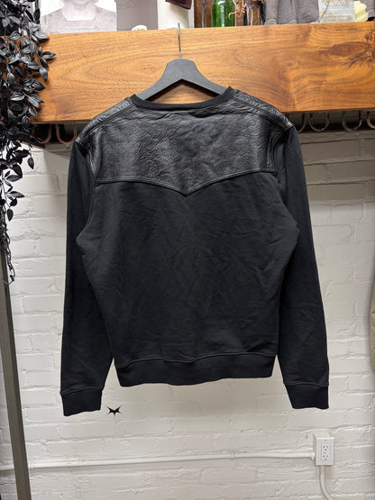 2019 Saint Laurent Leather Shoulder Panelled Western Inspired Sweatshirt