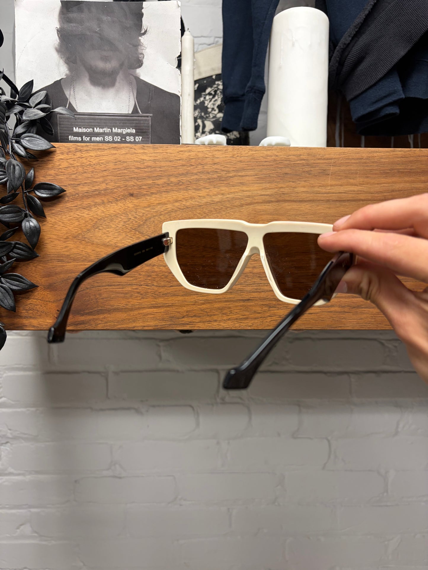 Gucci Ivory/Black Gold Tinted Squared Shape Sunglasses