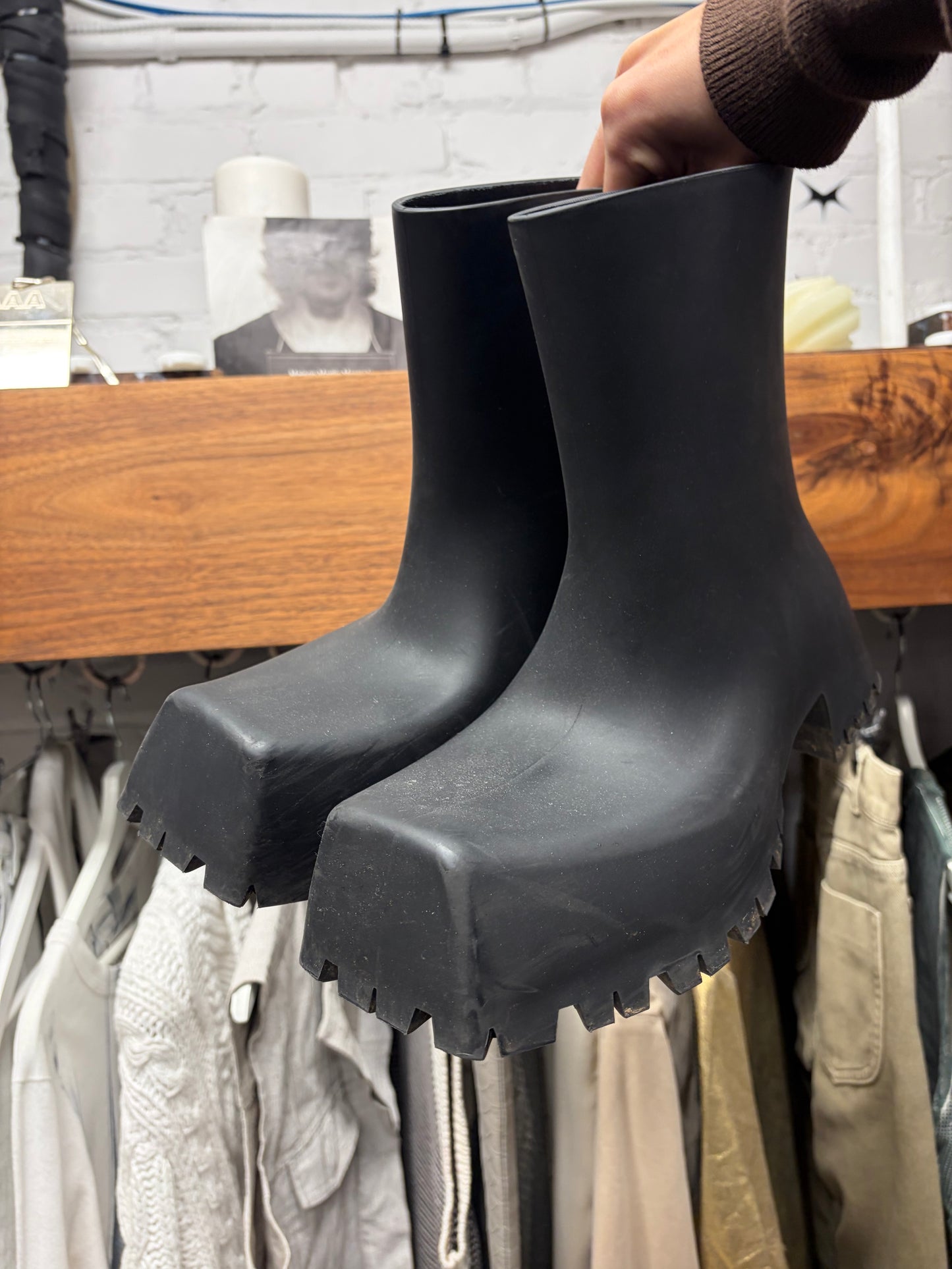 Balenciaga Black ‘Trooper’ Square Toe Combat Boots
