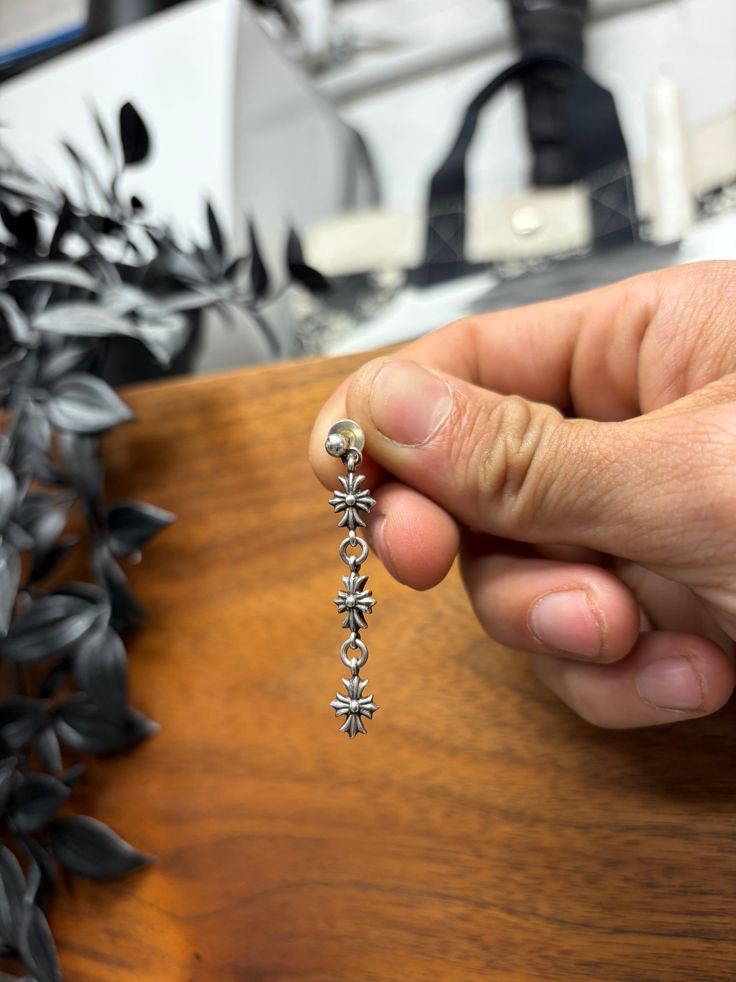Chrome Hearts ‘Tiny-E Drop’ 925 Silver Earring