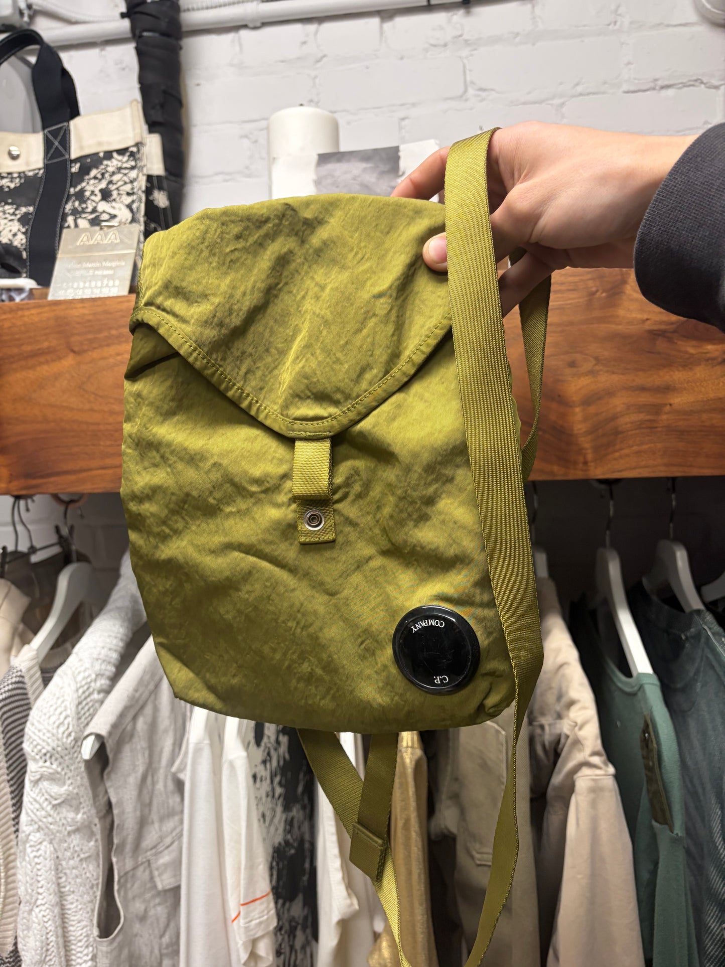C.P. Company Green Nylon Crossbody Sling Bag