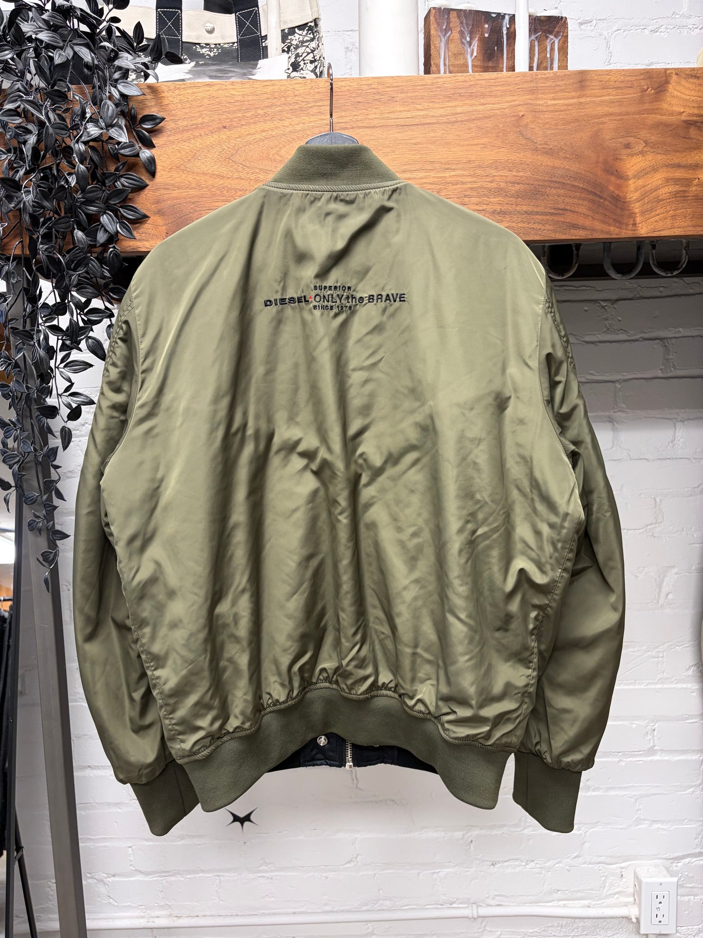 Diesel ‘Brave’ Reversible MA-1 Military Green Bomber Jacket
