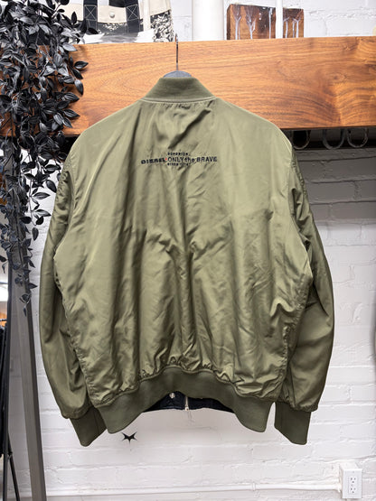 Diesel ‘Brave’ Reversible MA-1 Military Green Bomber Jacket