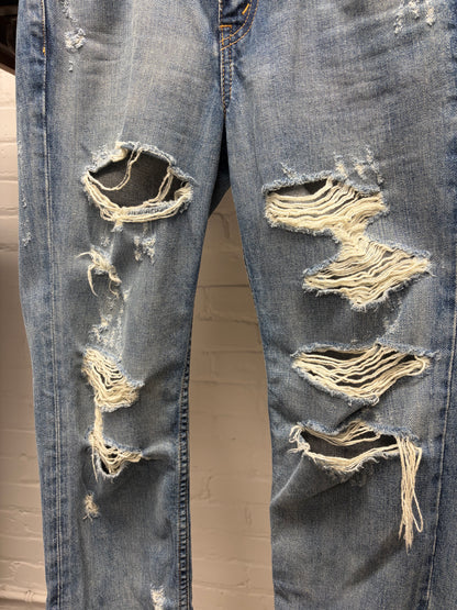 Junya Watanabe ‘Crash’ Distressed Blue Skinny Jeans